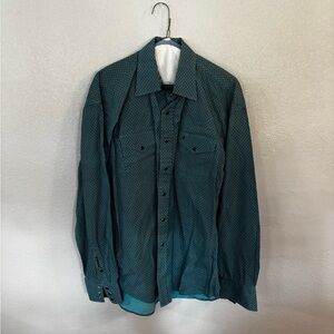 Stetson Teal Geometric Pattern Shirt